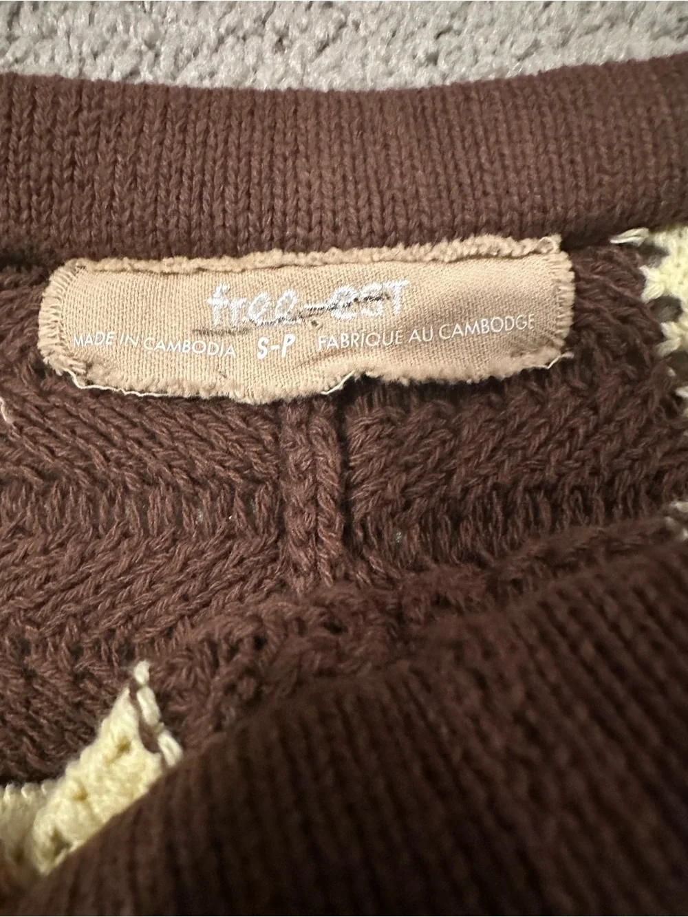 Free‎ People crochet set co-ord matching set pants knit cozy boho striped Small